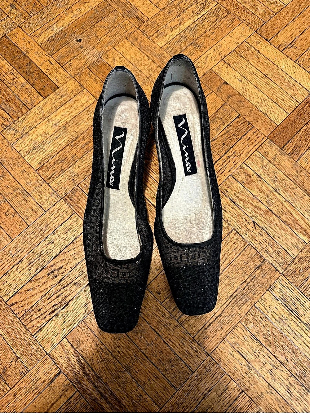 Nina Black Geometric Heels